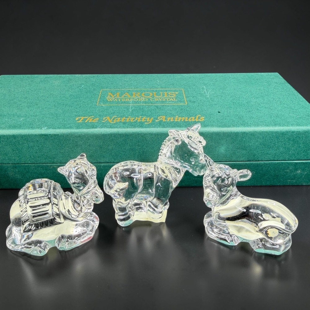 Marquis by Waterford Crystal Nativity Animals Set of 3 Figurines Germany New Box